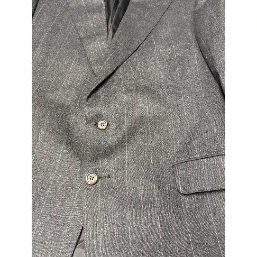 Vintage Polo University Club Ralph Lauren Pinstripe Wool Blazer Charcoal 44R‎